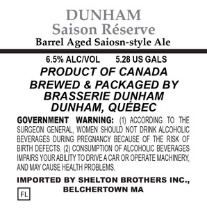 Brasserie Dunham Saison Reserve February 2016