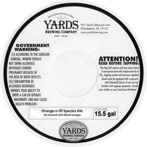 Yards Brewing Company Orange-n Of Species Ale