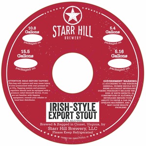 Starr Hill Irish-style Export Stout February 2016