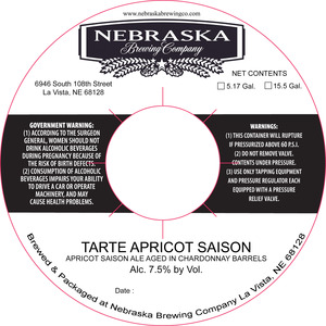 Nebraska Brewing Company Tarte Apricot Saison