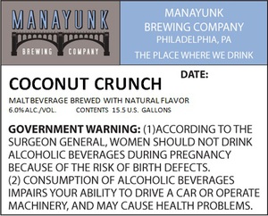 Manayunk Brewing Company Coconut Crunch March 2016