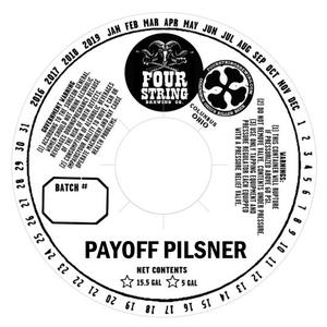 Four String Brewing Co. Payoff Pilsner March 2016