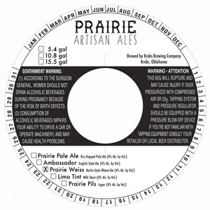 Prairie Artisan Ales Prairie Weiss March 2016