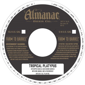 Almanac Beer Co. Tropical Platypus March 2016