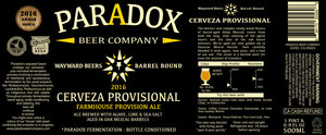 Paradox Beer Company Cerveza Provisional March 2016