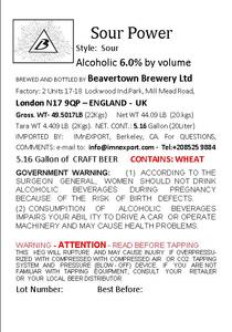 Beavertown Brewery Ltd Sour Power March 2016