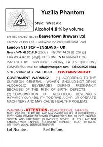 Beavertown Brewery Ltd Yuzilla Phantom March 2016
