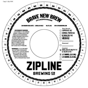 Zipline Brewing Co. Barrel-aged Rye IPA March 2016