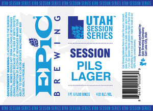 Epic Brewing Company Utah Session Series Pils Lager March 2016