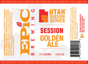 Epic Brewing Company Utah Session Series Golden Ale March 2016