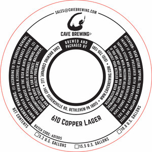 Cave Brewing Company 610 Copper Lager