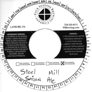 Four Seasons Brewing Company, Inc. Steel Mill Saison