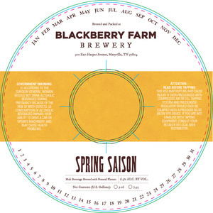 Blackberry Farm Spring Saison March 2016