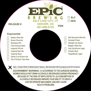 Epic Brewing Epic / Green Flash Collaboration March 2016