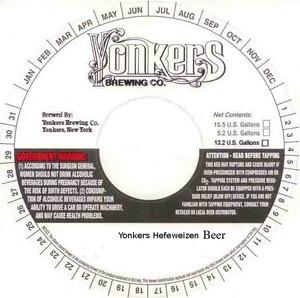 Yonkers Brewing Company Yonkers Hefeweizen Beer March 2016