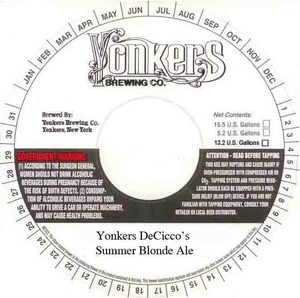 Yonkers Brewing Company Yonkers Deciccos Summer Blonde Ale March 2016