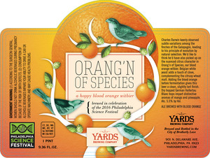 Yards Brewing Company Orang'n Of Species March 2016