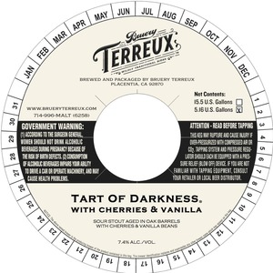 Bruery Terreux Tart Of Darkness (cherry & Vanilla)