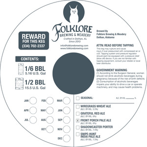 Folklore Front Porch Pale Ale March 2016