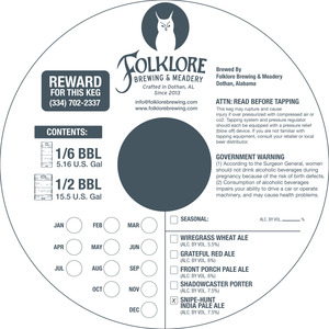 Folklore Snipe Hunt IPA March 2016