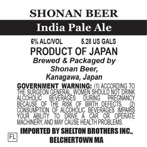 Shonan Beer India Pale Ale March 2016