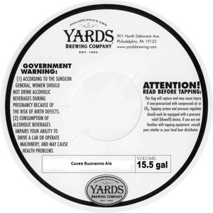 Yards Brewing Company Cuvee Buonanno Ale March 2016