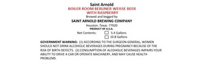 Saint Arnold Brewing Company Boiler Room Berliner Weisse W/ Raspberry March 2016