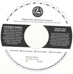 Ridgewalker Brewing Company Alluvion Amber