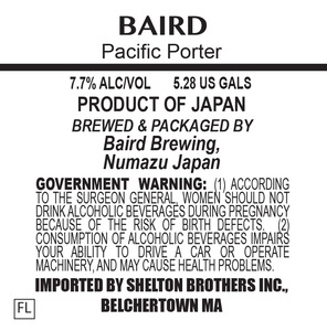 Baird Brewing Pacific Porter March 2016