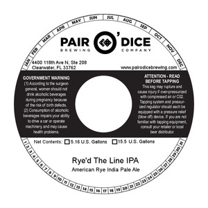 Rye'd The Line Ipa March 2016