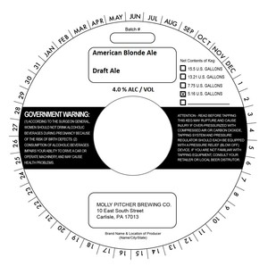 Molly Pitcher Brewing Company American Blonde Ale