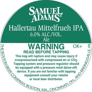 Samuel Adams Hallertau Mittelfrueh IPA March 2016