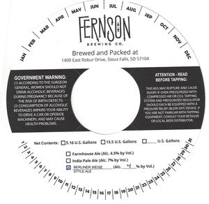 Fernson Brewing Company Berliner April 2016