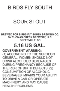 Birds Fly South Sour Stout March 2016