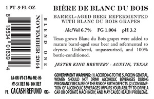 Jester King BiÈre De Blanc Du Bois