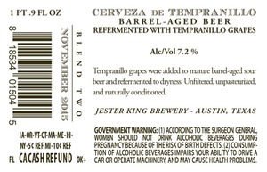 Jester King Cerveza De Tempranillo March 2016