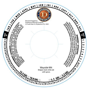 Doylestown Wayside Wit White Ale Brewed With Spice