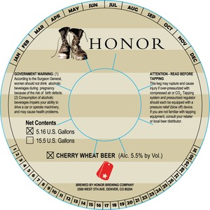 Honor Cherry Wheat Beer March 2016