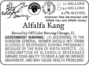 Off Color Brewing Alfalfa Kang April 2016