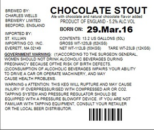 Charles Wells Brewery Chocolate Stout April 2016