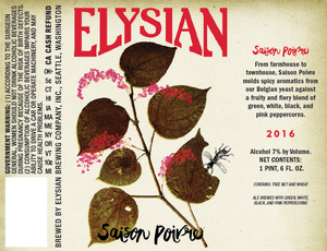 Elysian Brewing Company Saison Poivre April 2016