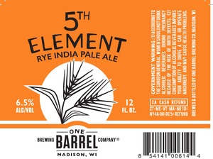 5th Element Rye India Pale Ale April 2016