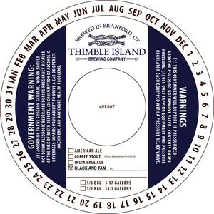 Thimble Island Brewing Company Black & Tan April 2016