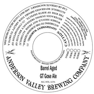 Anderson Valley Brewing Company Barrel Aged Gt Gose April 2016