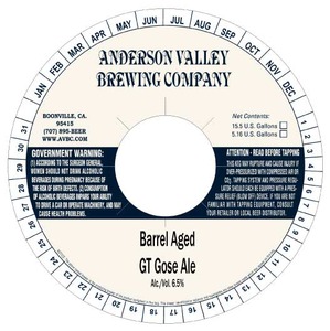 Anderson Valley Brewing Company Barrel Aged Gt Gose April 2016