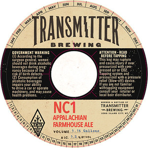 Transmitter Brewing Nc1 Appalachian Farmhouse Ale Keg April 2016