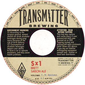 Transmitter Brewing Sx1 Brett Saison