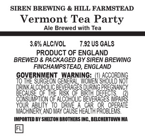 Siren Craft Brew Vermont Tea Party April 2016