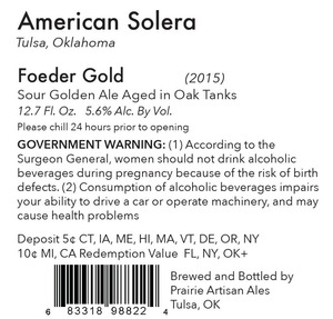 Prairie Artisan Ales Foeder Gold April 2016