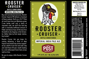 The Post Brewing Company Rooster Cruiser Imperial India Pale Ale April 2016